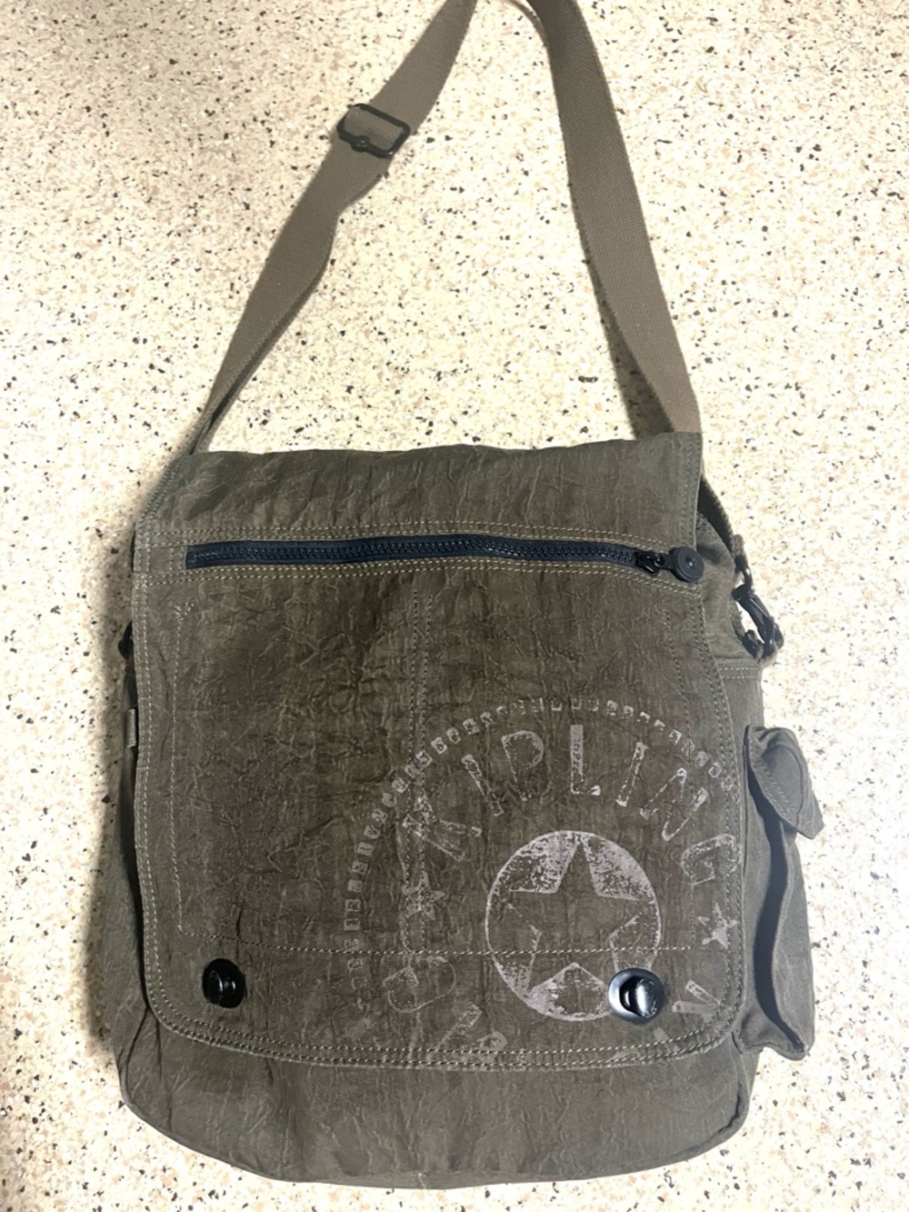 Kipling Messenger bag Large Multi Pockets Laptop padded area brown